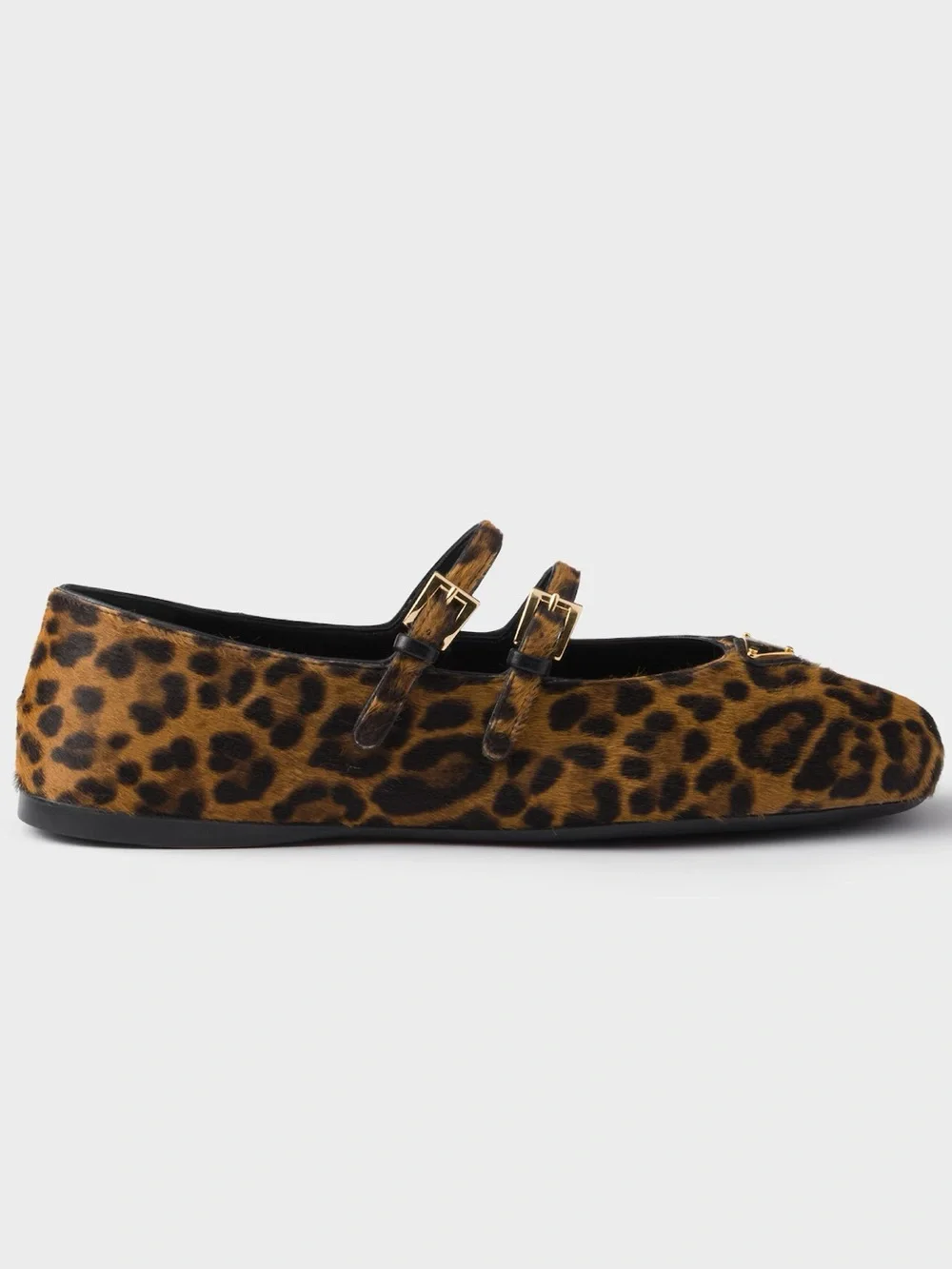 Prada Leopard Haircalf Double Strap Ballet Flats 38.5 US 8.5 NIB Current Style - Picture 5 of 17